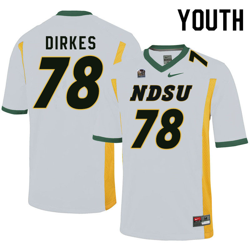 Youth #78 Nate Dirkes North Dakota State Bison College Football Jerseys Sale-White - Click Image to Close